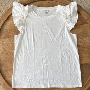 J. Crew Factory White Ruffle Sleeve Tee